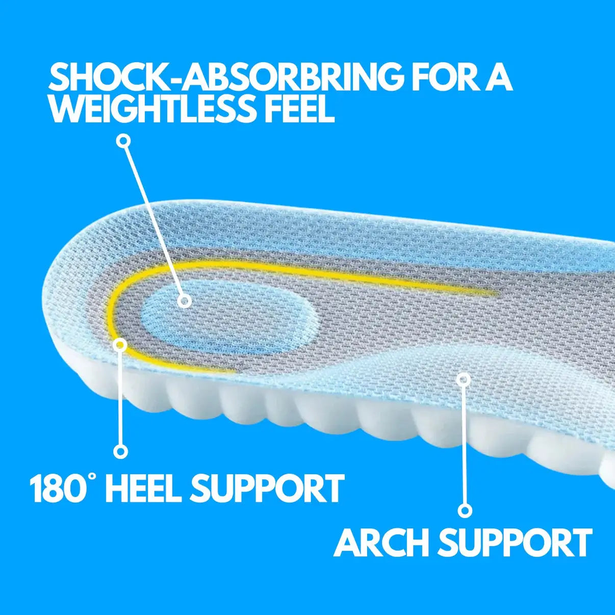 Top view of pressure-relief massage insole for men's shoes