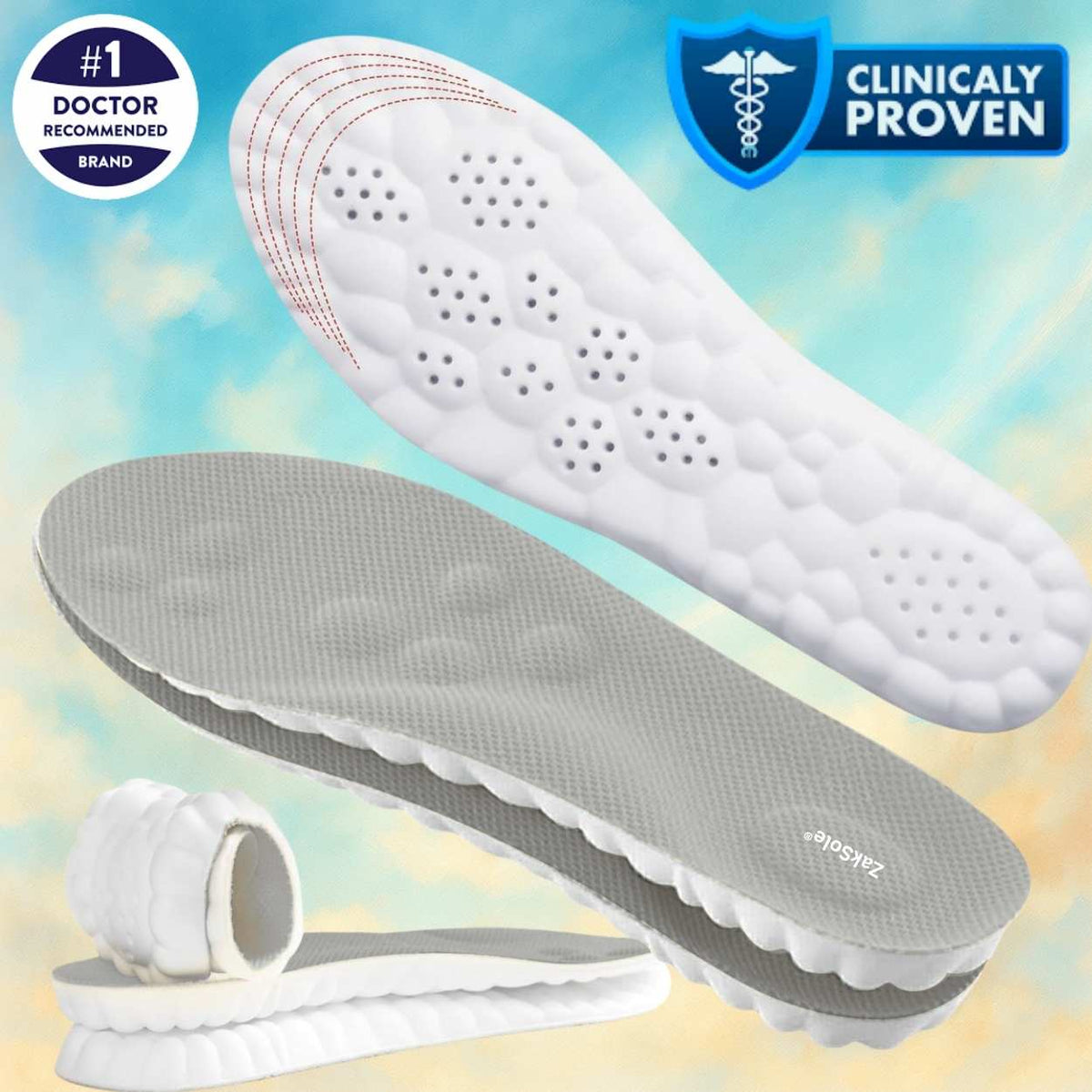 White and gray shoe insoles