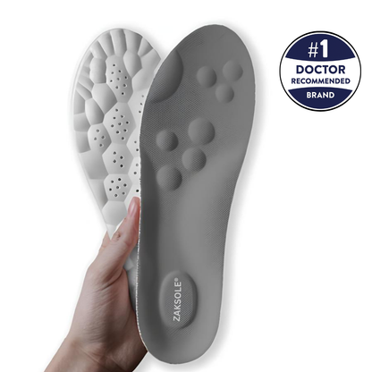 Grey insoles for flat feet with shock absorption and arch support – ZakSole, UK size 8/9