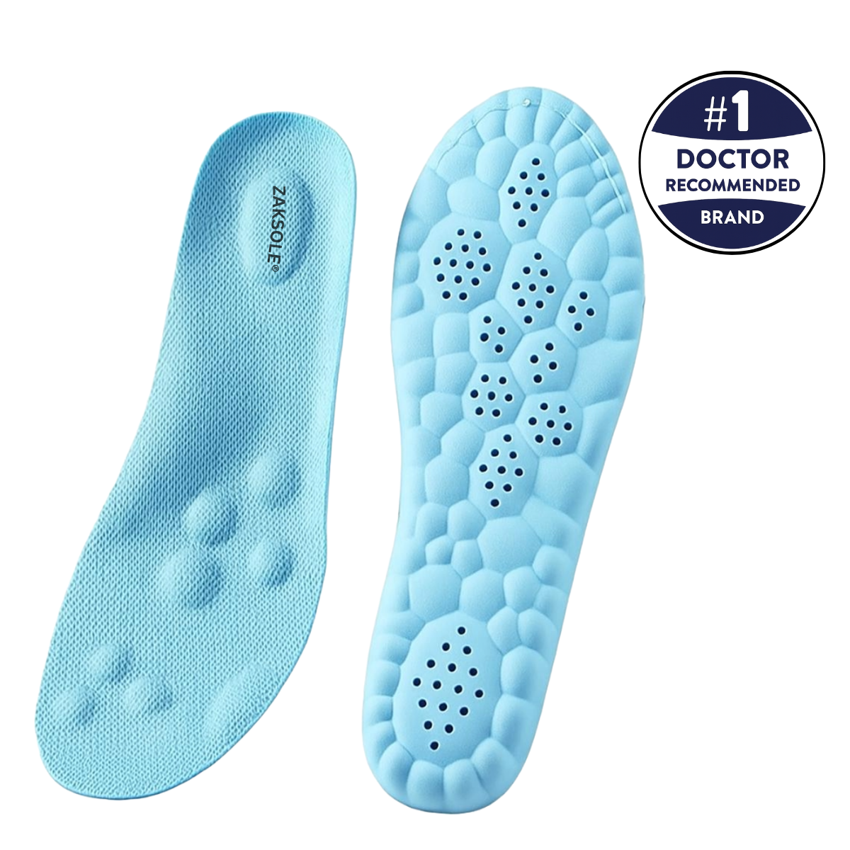 Orthopedic blue insoles with arch support and shock absorption for men – ZakSole, UK size 7/8